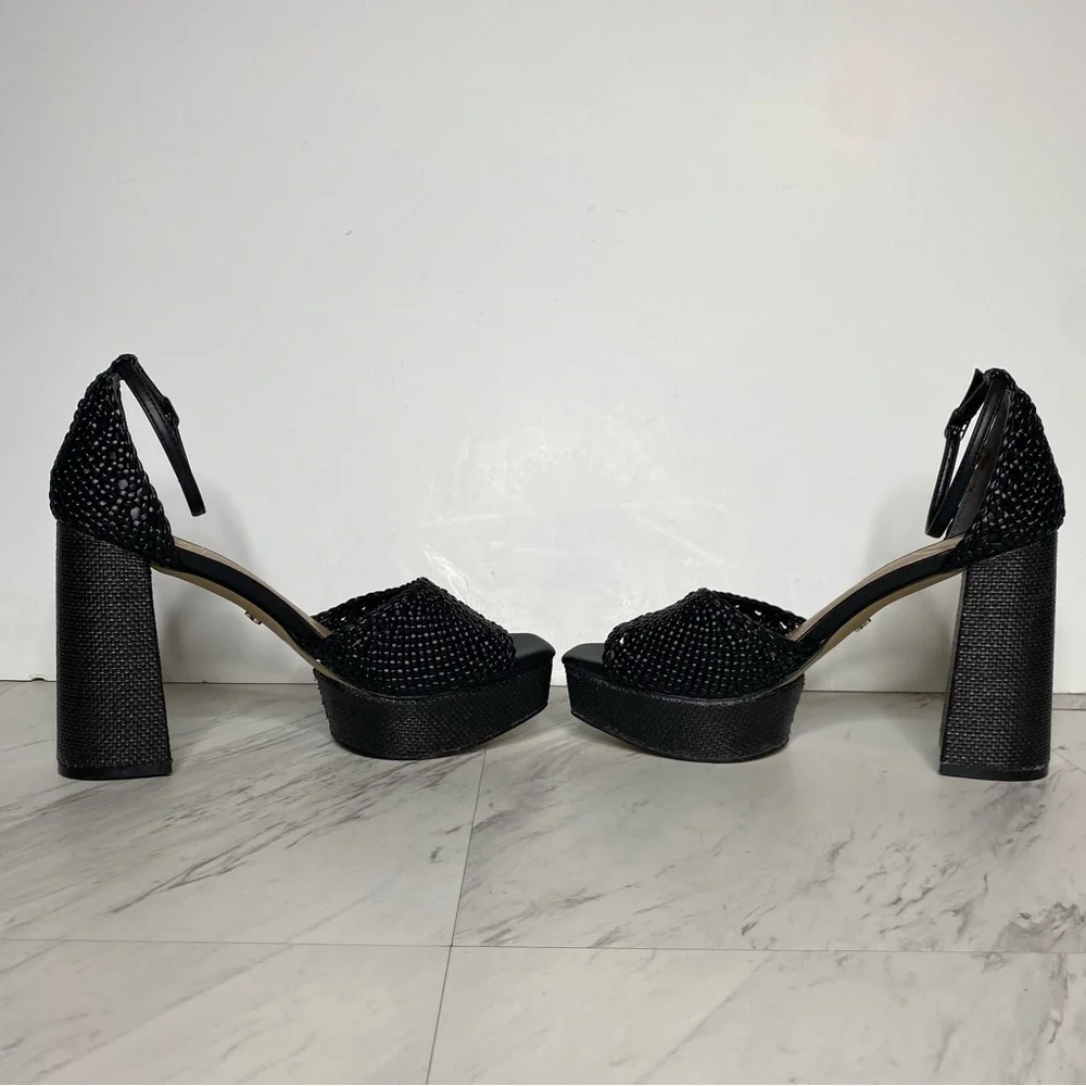 Sam Edelman Nattie Black Platform Heeled Sandal 9 1/2 M